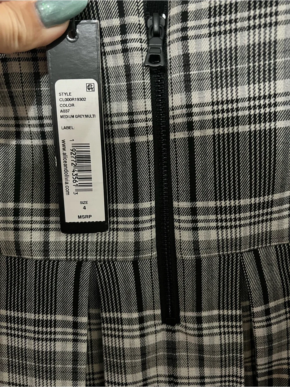 Alice + Olivia Gray Plaid A-Line Mini Skirt - Picture 4 of 5